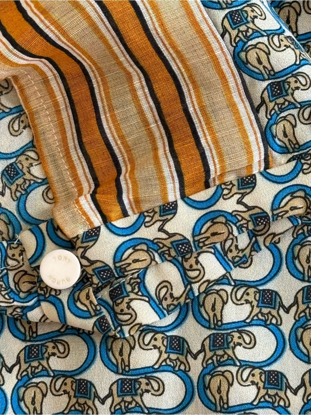 Tory Burch Silk Dress 4 Promenade Retro Elephant Print Belted Resort Vacation